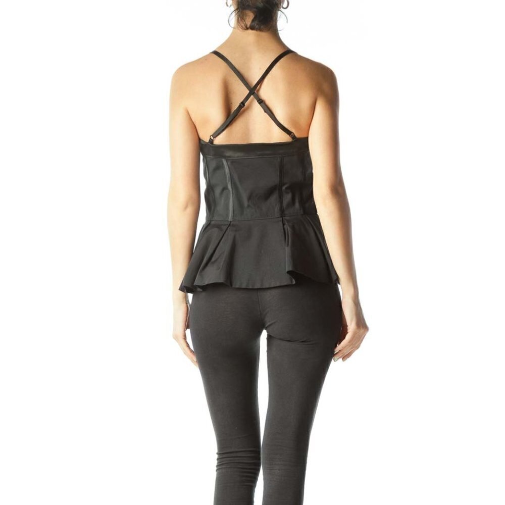 SilkRoll Black Sweetheart Neckline Zipper Detail Top - Picture 3 of 3